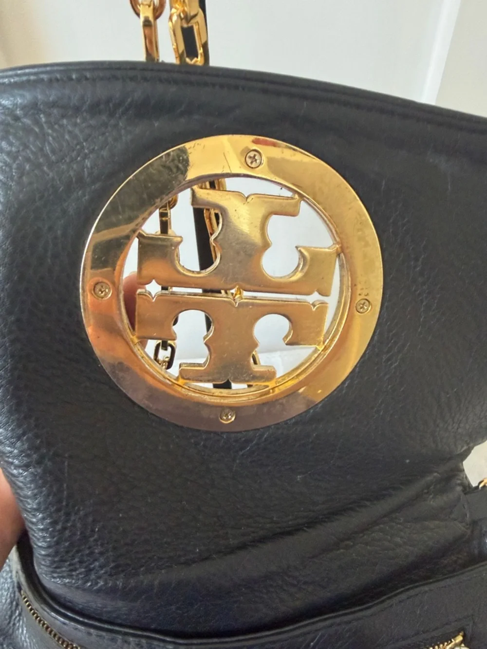 Tory Burch Amanda Convertible Black Pebble Leather Clutch/Crossbody